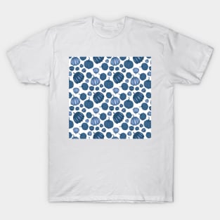 Pretty Blue Pumpkin Pattern on a White Background T-Shirt